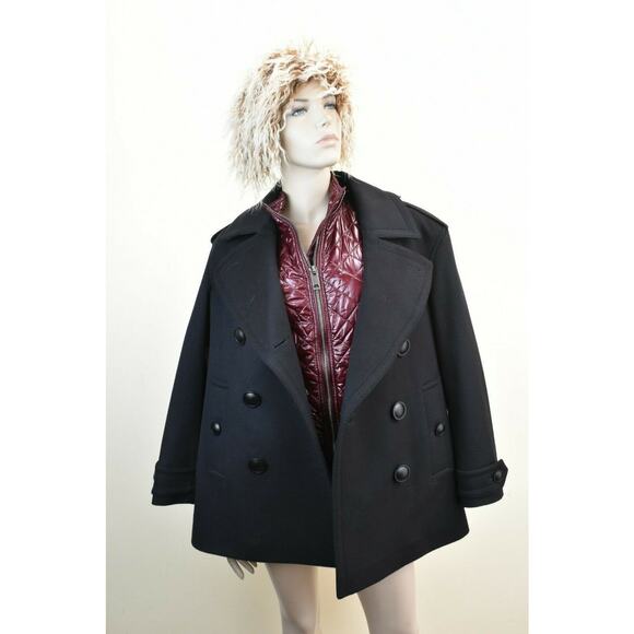 $1595 BURBERRY BLAIRMONT BLACK WOOL BURGUNDY QUILTED VEST COAT JACKET US 8 42 EU - Picture 1 of 12